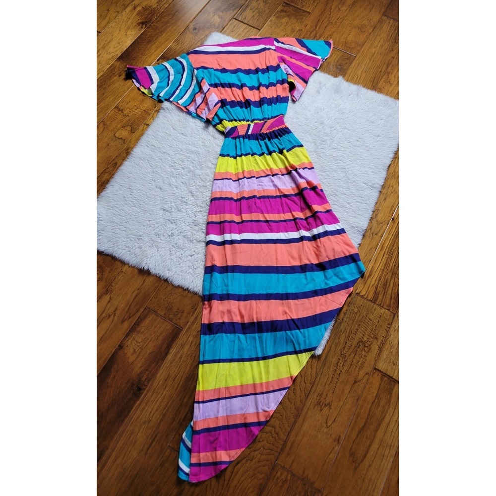 NWT Trina Turk Catch-A-Wave Swimsuit Cover-Up Dress Women's Small Rainbow Stripe - Picture 4 of 9